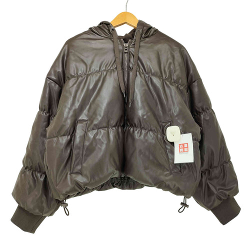 エイチアンドエム H&M 短丈 フェイクレザー フーデッド ジャケット レディース import:S