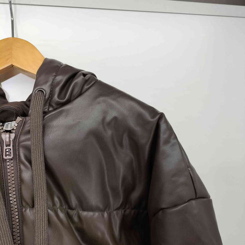 エイチアンドエム H&M 短丈 フェイクレザー フーデッド ジャケット レディース import:S