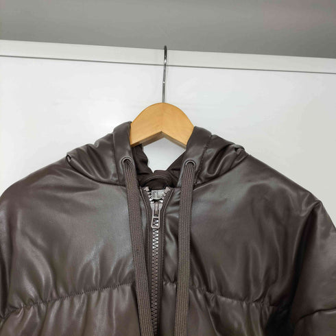 エイチアンドエム H&M 短丈 フェイクレザー フーデッド ジャケット レディース import:S