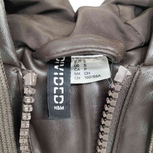 エイチアンドエム H&M 短丈 フェイクレザー フーデッド ジャケット レディース import:S