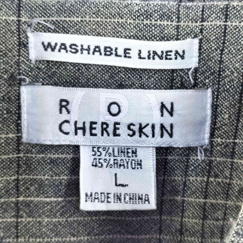 RON CHERE SKIN リネン レーヨン レギュラーカラー チェックシャツ メンズ L