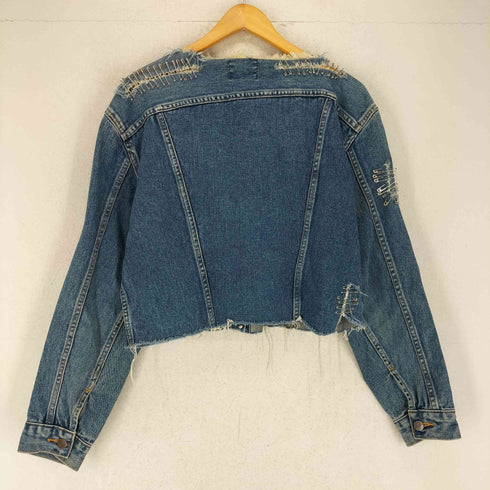 ラングラー Wrangler ピンリメイク デニムノーカラージャケット レディース