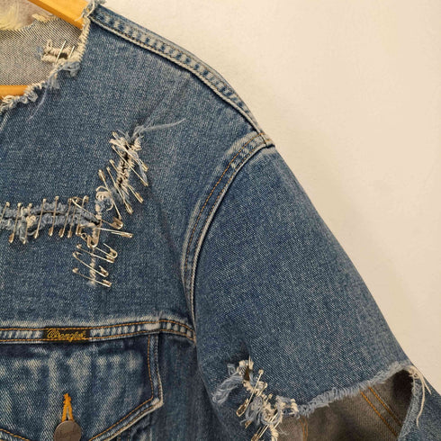 ラングラー Wrangler ピンリメイク デニムノーカラージャケット レディース
