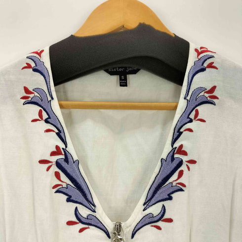 シスタージェーン SISTER JANE フロントジッパー 刺繍Vネックワンピース レディース import:S