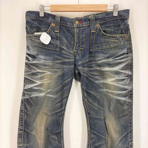 ブルーウェイ BLUE WAY 日本製 ジップフライ ヒゲ ベルボトム フレア デニム パンツ メンズ LL (34)