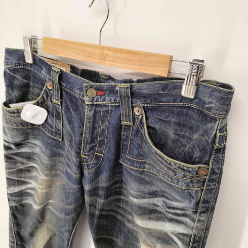 ブルーウェイ BLUE WAY 日本製 ジップフライ ヒゲ ベルボトム フレア デニム パンツ メンズ LL (34)