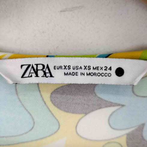 ザラ ZARA マーブル総柄 ギャザートップス レディース import:XS