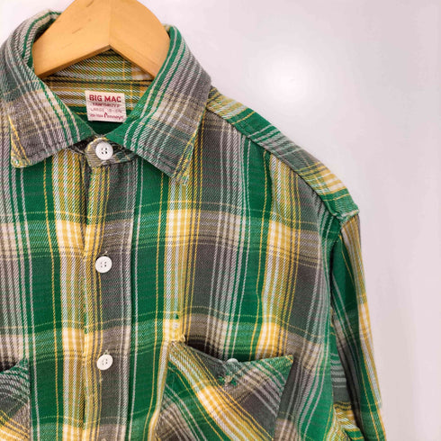ビッグマック BIG MAC 60s チェック フロントダブルポケット L/S フランネルシャツ メンズ import:L