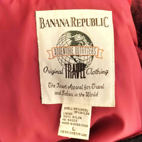 バナナリパブリック BANANA REPUBLIC 90s トラベルタグ バッファローチェック メルトン ボタンベスト メンズ import:L