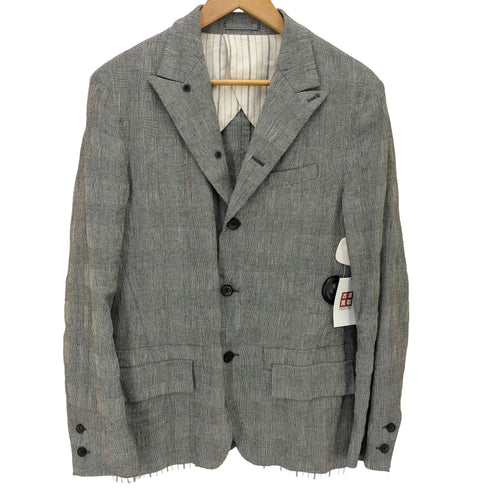 ラルディー二 LARDINI WOOSTER イタリア製 リネン レーヨン グレンチェック テーラード ジャケット メンズ EUR:48