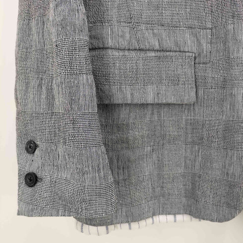 ラルディー二 LARDINI WOOSTER イタリア製 リネン レーヨン グレンチェック テーラード ジャケット メンズ EUR:48