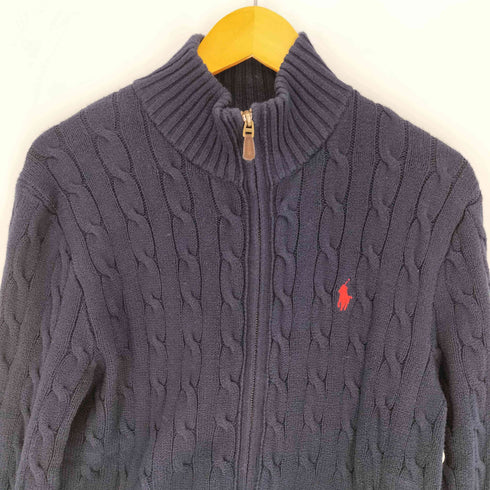 ポロラルフローレン POLO RALPH LAUREN ポニー刺繍 スタンドネック ジップアップ ニット セーター メンズ import:M