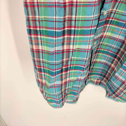 トミーヒルフィガー TOMMY HILFIGER リネンコットン チェック半袖シャツ メンズ import:XL