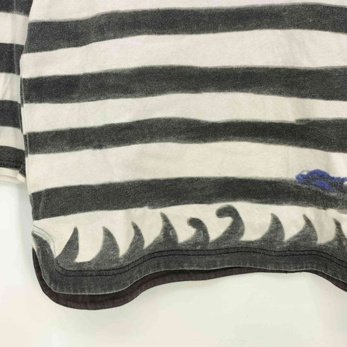 ツモリチサト TSUMORI CHISATO 波模様 クジラ プリント ボーダー ボートネック 7分袖Tシャツ レディース JPN:2