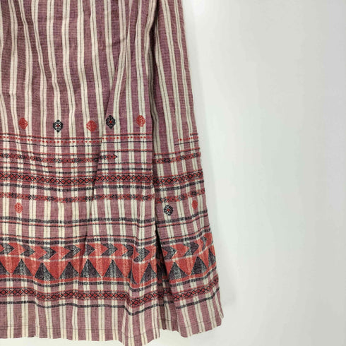 プランテーション Plantation 14aw リネン コットン ストライプ 刺繍プリント 巻きスカート レディース JPN:M