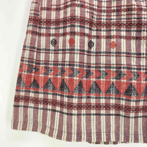 プランテーション Plantation 14aw リネン コットン ストライプ 刺繍プリント 巻きスカート レディース JPN:M