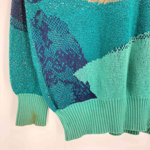 St.Croix 90s USA製 GOLF デザイン 編み 刺繍 クルーネック 長袖ニット メンズ import:M