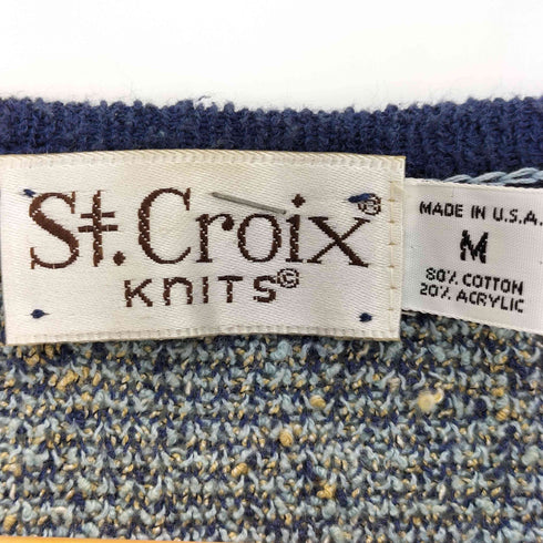 St.Croix 90s USA製 GOLF デザイン 編み 刺繍 クルーネック 長袖ニット メンズ import:M