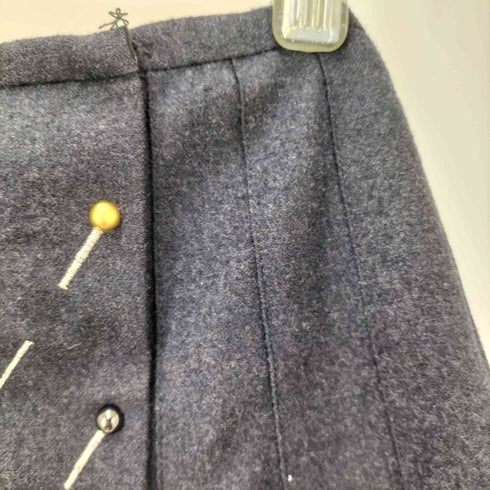 ジャンポールゴルチエ Jean Paul GAULTIER ピン 刺繍 ウール プリーツ ラップ スカート レディース EUR:38