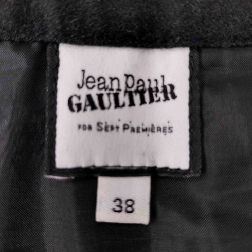 ジャンポールゴルチエ Jean Paul GAULTIER ピン 刺繍 ウール プリーツ ラップ スカート レディース EUR:38