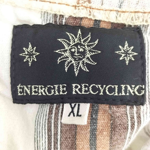 ENERGIE RECYCLING イタリア製 ストライプ ノースリーブ フードベスト メンズ XL