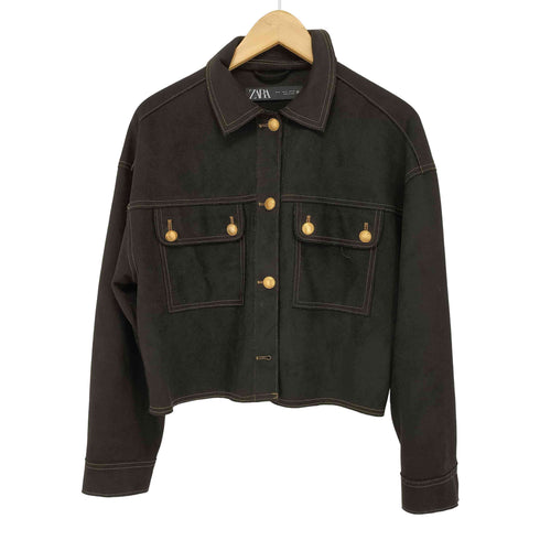 ザラ ZARA コントラストトップステッチ入りジャケット レディース import:S