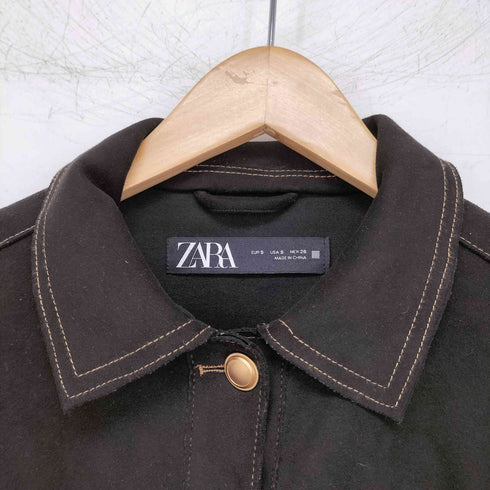 ザラ ZARA コントラストトップステッチ入りジャケット レディース import:S