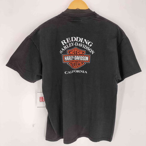 ハーレーダビッドソン HARLEY-DAVIDSON コピーライト2001 USA製 FLAMING ENGINE 両面プリントTシャツ メンズ L