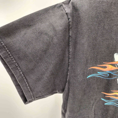 ハーレーダビッドソン HARLEY-DAVIDSON コピーライト2001 USA製 FLAMING ENGINE 両面プリントTシャツ メンズ L