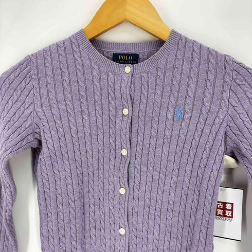 ポロラルフローレン POLO RALPH LAUREN ポニー刺繍 ケーブル編み クルーネック ニット カーディガン レディース import:M