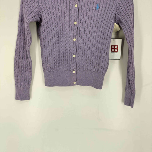 ポロラルフローレン POLO RALPH LAUREN ポニー刺繍 ケーブル編み クルーネック ニット カーディガン レディース import:M