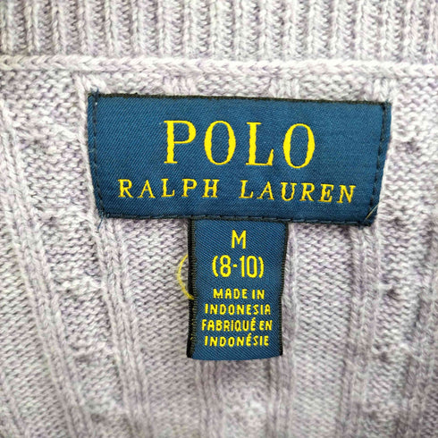 ポロラルフローレン POLO RALPH LAUREN ポニー刺繍 ケーブル編み クルーネック ニット カーディガン レディース import:M