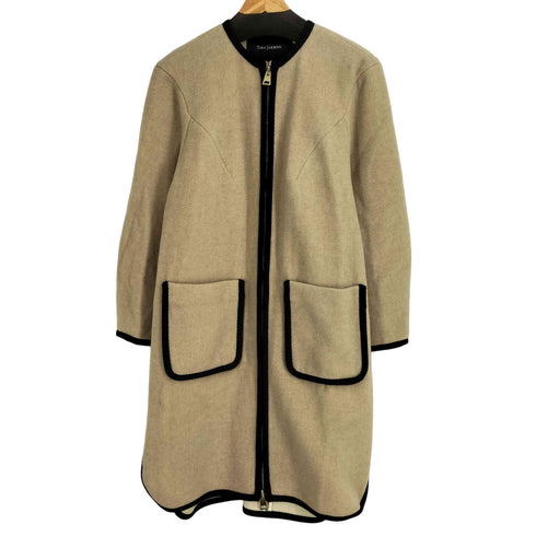 タラジャーモン TARA JARMON ウール混 ノーカラー ロングコート レディース JPN:40