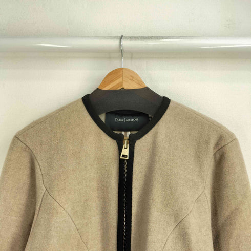 タラジャーモン TARA JARMON ウール混 ノーカラー ロングコート レディース JPN:40