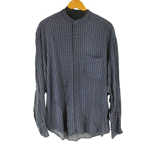 ALFANI 総柄 レーヨン100 バンドカラーシャツ メンズ import:L