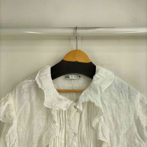 ザラ ZARA ピーターパンカラー リネンブラウス フリルブラウス レディース import:S