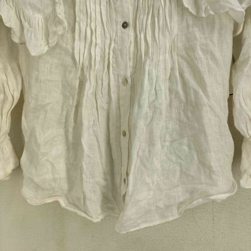 ザラ ZARA ピーターパンカラー リネンブラウス フリルブラウス レディース import:S