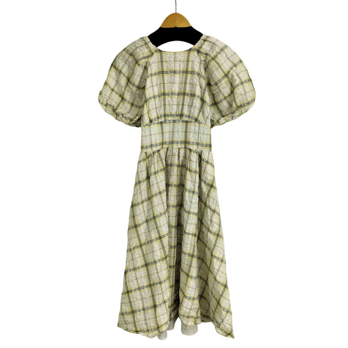ランバンオンブルー LANVIN en Bleu チェックパフスリーブ S/S ワンピース レディース 38