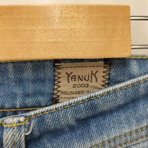 ヤヌーク YANUK MICHEL ダメージ加工ストレートデニムパンツ メンズ US:32-33