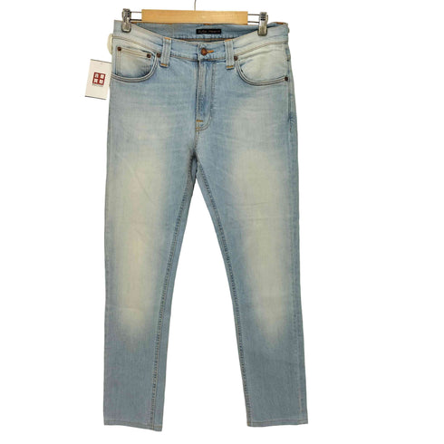 ヌーディージーンズ Nudie Jeans アイスブルーストレッチタイトストレートデニムパンツ メンズ US:32-33
