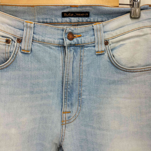 ヌーディージーンズ Nudie Jeans アイスブルーストレッチタイトストレートデニムパンツ メンズ US:32-33