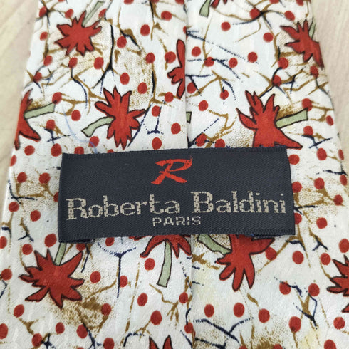 Roberta Baldini リーフ&ドット柄シルクネクタイ メンズ