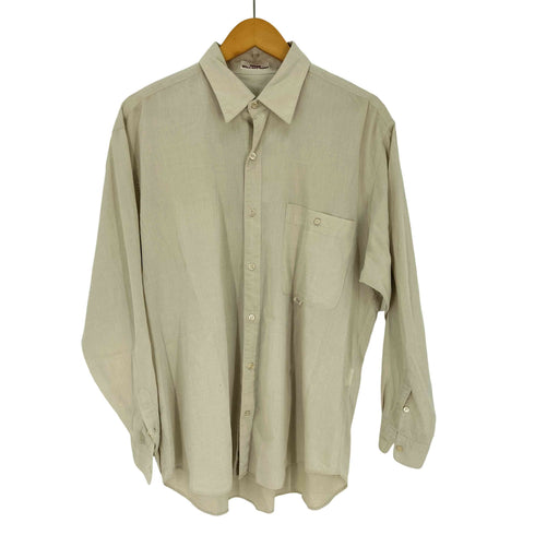 パパス papas コットン100 ヘリンボーン レギュラーカラー L/S シャツ メンズ