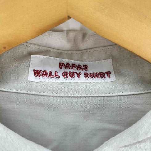 パパス papas コットン100 ヘリンボーン レギュラーカラー L/S シャツ メンズ