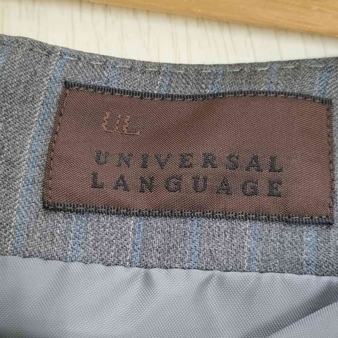 ユニバーサルランゲージ UNIVERSAL LANGUAGE REDA PURE NEW WOOL ウール ストライプ 背抜き1Bテーラードジャケット 膝丈スカート セットアップ レディース 上38 下42