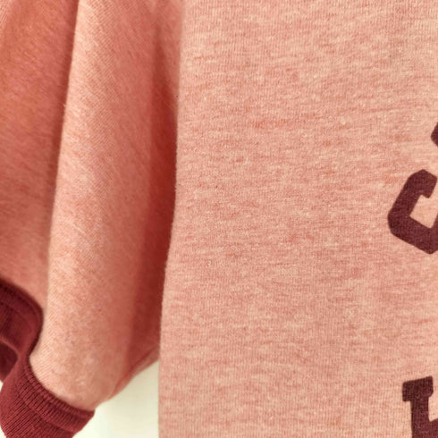 リアルマッコイズ THE REAL McCOY カレッジプリント 霜降りピンク リンガーTシャツ メンズ 38