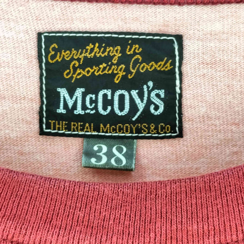 リアルマッコイズ THE REAL McCOY カレッジプリント 霜降りピンク リンガーTシャツ メンズ 38