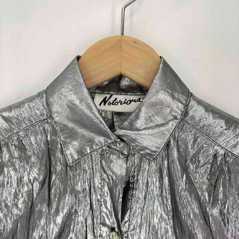 メキシコ製 シースルー メタル ナイロン レギュラーカラー シャツ レディース import:XS