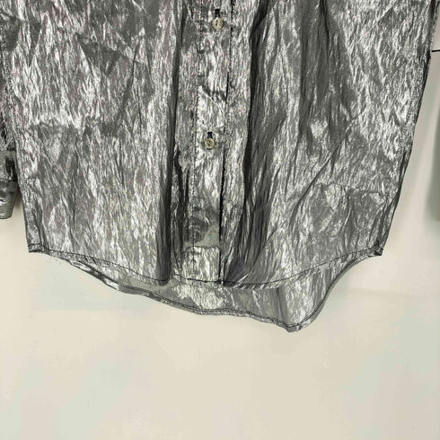 メキシコ製 シースルー メタル ナイロン レギュラーカラー シャツ レディース import:XS