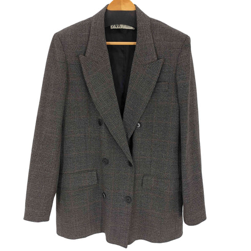 ザラ ZARA グランチェック ダブルブレストテーラードジャケット レディース S
